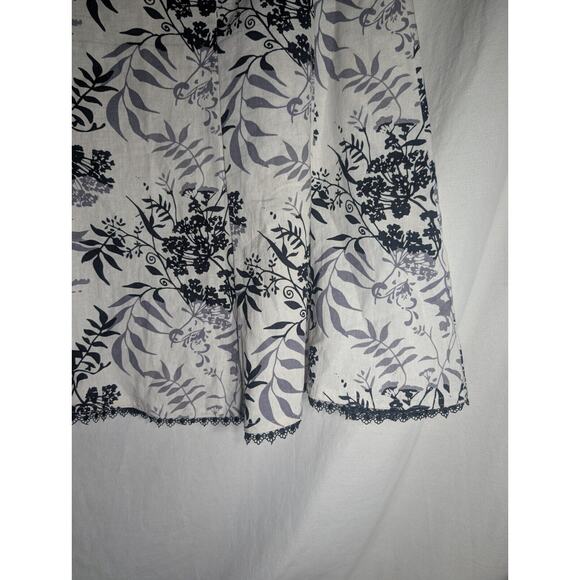 Notations Womens Linen Blend Knee Length Floral Skirt Sz L Scalloped Lace Trim - Picture 4 of 6